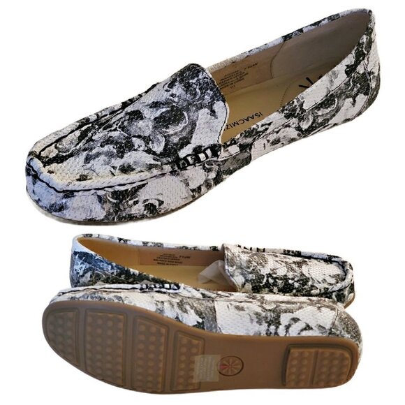 Isaac Mizrahi Live Black & White Loafers, Woman's Flats, Loafers NIB - Picture 2 of 2
